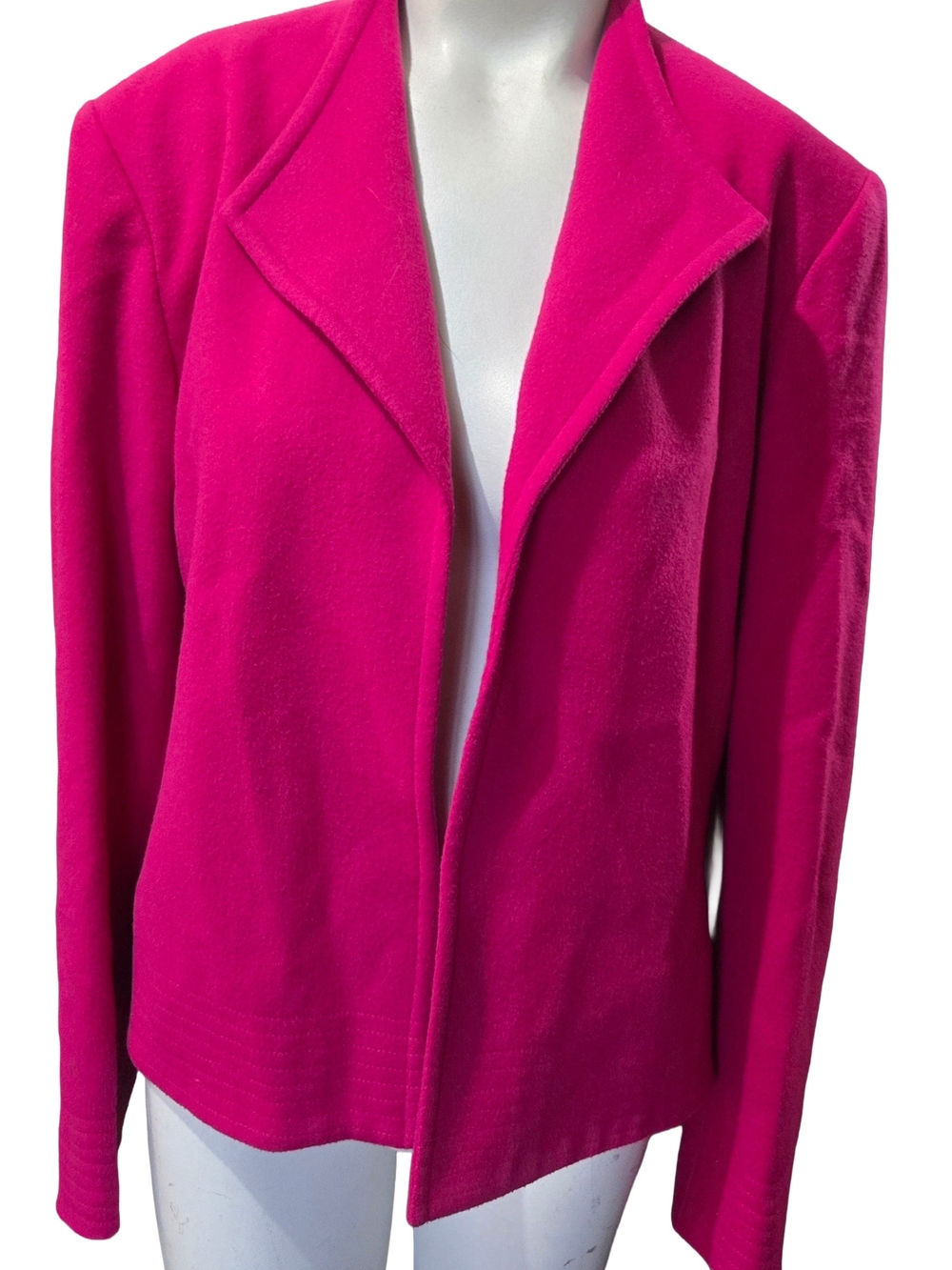 Louben Pink Wool Cashmere Open Front Blazer Jacket Women's US 10 Made in Canada